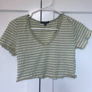 Ambiance Green and White Crop Top
